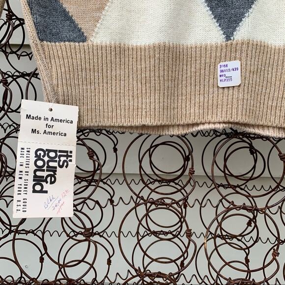 Vintage 50s Deadstock It’s Pure Gould argyle diamond sweater SMALL? - Picture 2 of 5